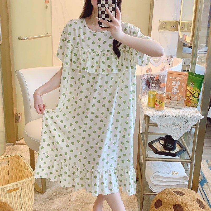 新睡裙女夏棉绸短袖睡衣防凸点夏季遮胸宽松凉快家居服加肥孕妇裙,女士内衣/男士内衣/家居服,睡裙,淘宝优惠券,粉丝福利购,淘宝优惠卷