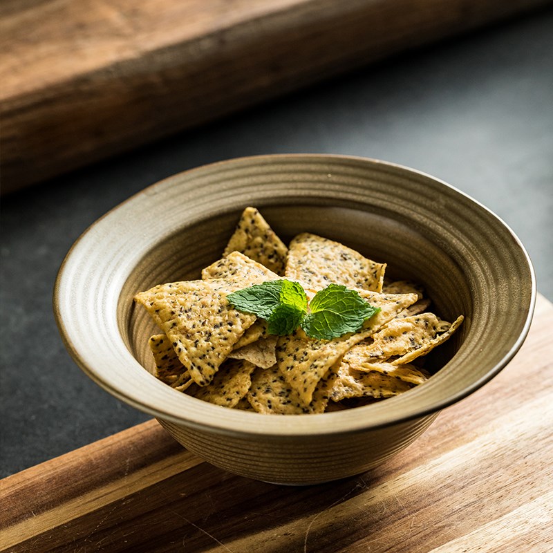 粗陶草帽碗高级感水果沙拉碗创意家用陶瓷碗汤面碗煮饺子汤碗深碗