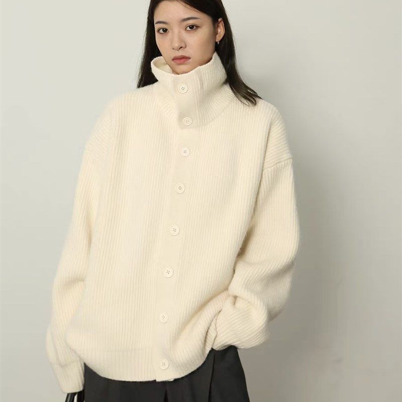 复古立领休闲宽松加厚翻领针织衫毛衣女秋冬季新款女百搭上衣外套,女装/女士精品,毛针织衫,淘宝优惠券,粉丝福利购,淘宝优惠卷