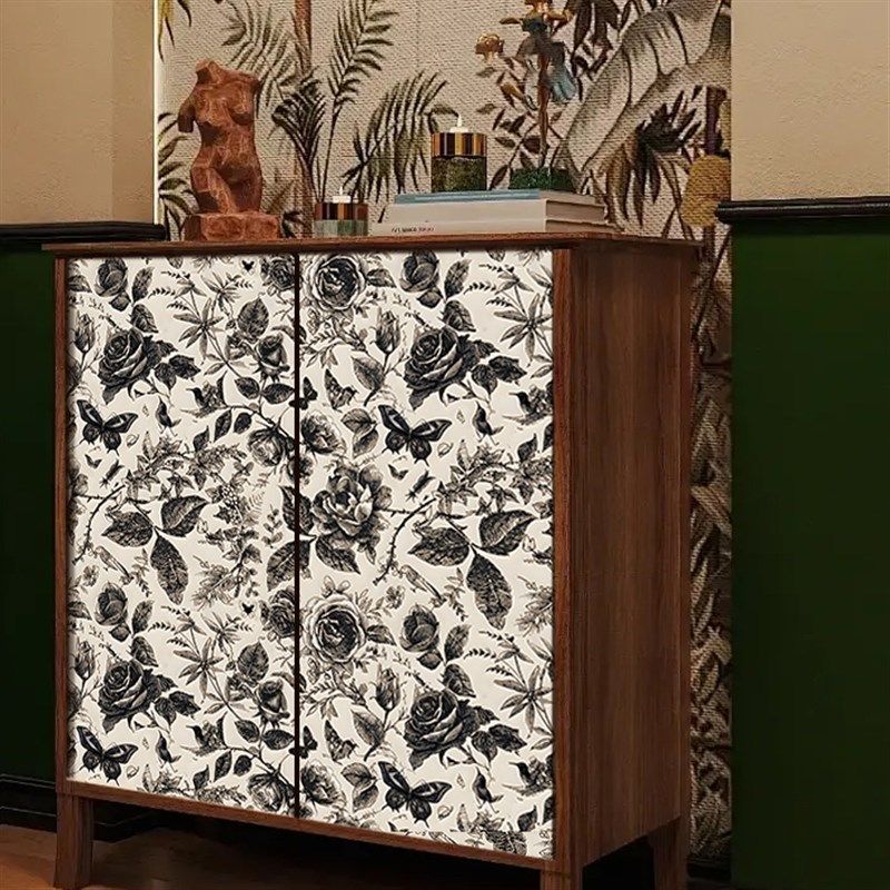 玫瑰法式复古墙贴纸房间装饰衣柜贴柜子墙纸自粘家具翻新改造壁纸,家居饰品,软装墙贴,淘宝优惠券,粉丝福利购,淘宝优惠卷