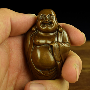 黄铜紫铜实心男女随身弥勒佛手把件笑口常开桌面摆件收藏品工艺品