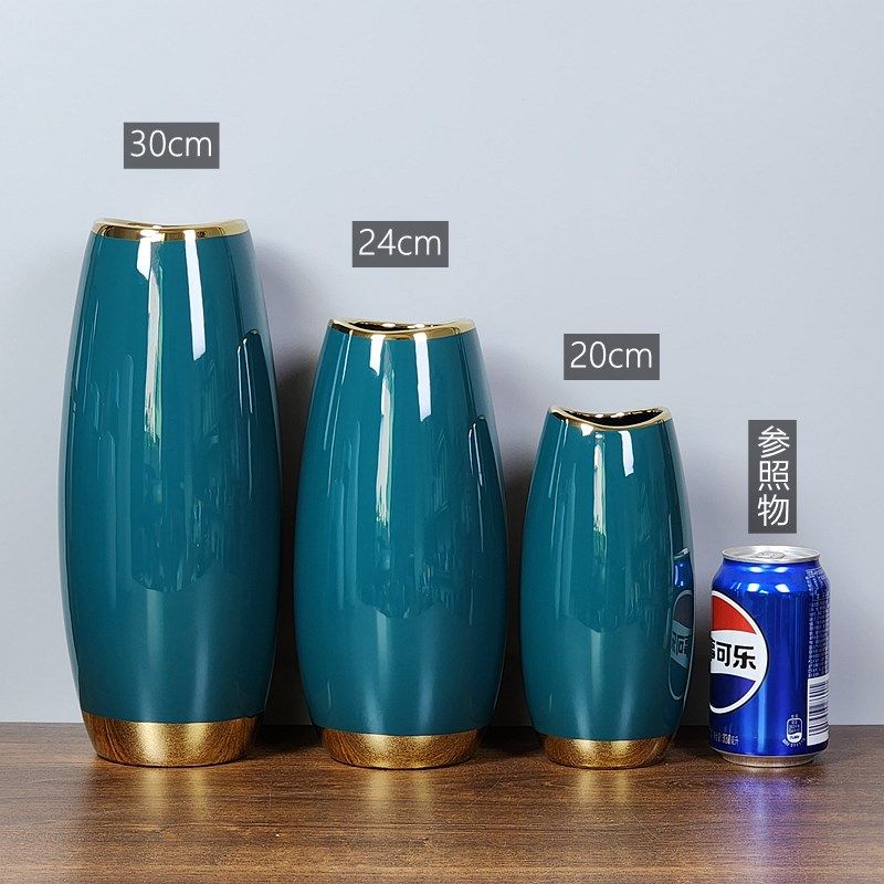 金边祖母绿鹅蛋陶瓷花瓶大中小号水养插花发财果摆件内外釉面光滑,家居饰品,花瓶,淘宝优惠券,粉丝福利购,淘宝优惠卷