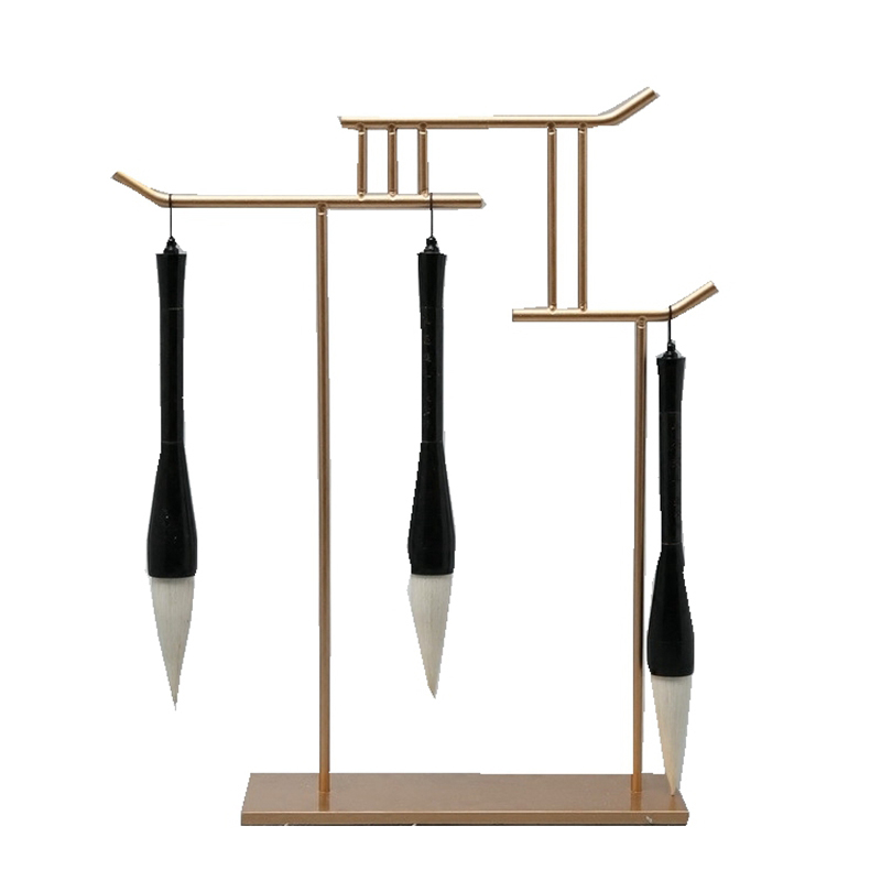 新中式禅意金属毛笔架摆件书房书桌办公室桌面极简样板房软装饰品