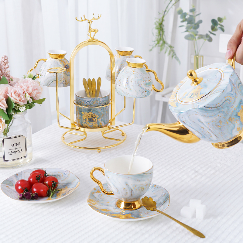 欧式下午茶茶具套具奢华咖啡杯茶壶英式骨瓷咖啡杯托盘杯架组合