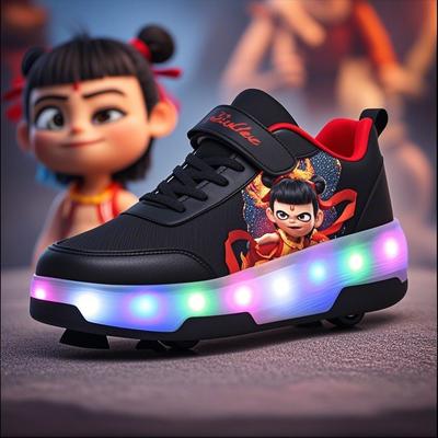 儿童暴走鞋男童自动收缩四轮童鞋变形鞋女童溜冰鞋隐形暴走轮滑鞋