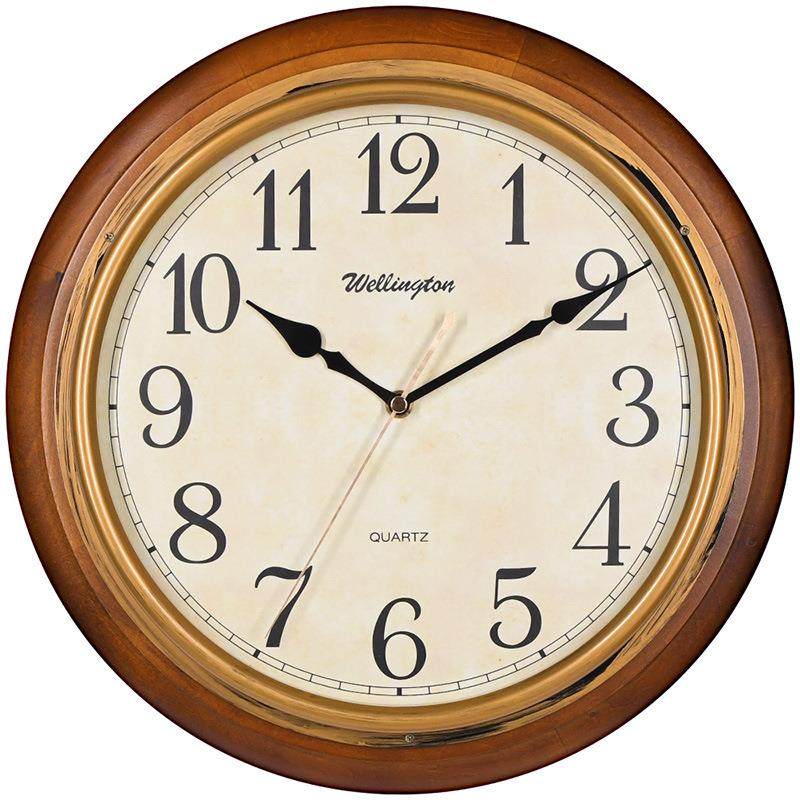威灵顿挂钟 复古风实木钟 石英钟表居家挂钟挂表 圆形 G10466