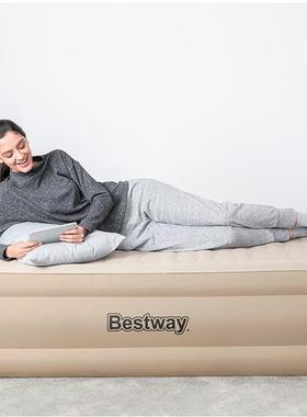 Bestway69048单人双层布面充气床欧规内置泵家用加厚双人气垫床