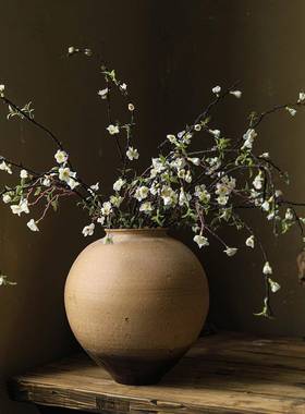 日式内禅意粗手艺术陶瓷花瓶室工装饰摆设复XWV古民宿陶罐插陶花