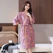 美容院印花大码 浴衣纯棉双层纱布浴袍睡袍速干 浴袍休闲酒店情侣款