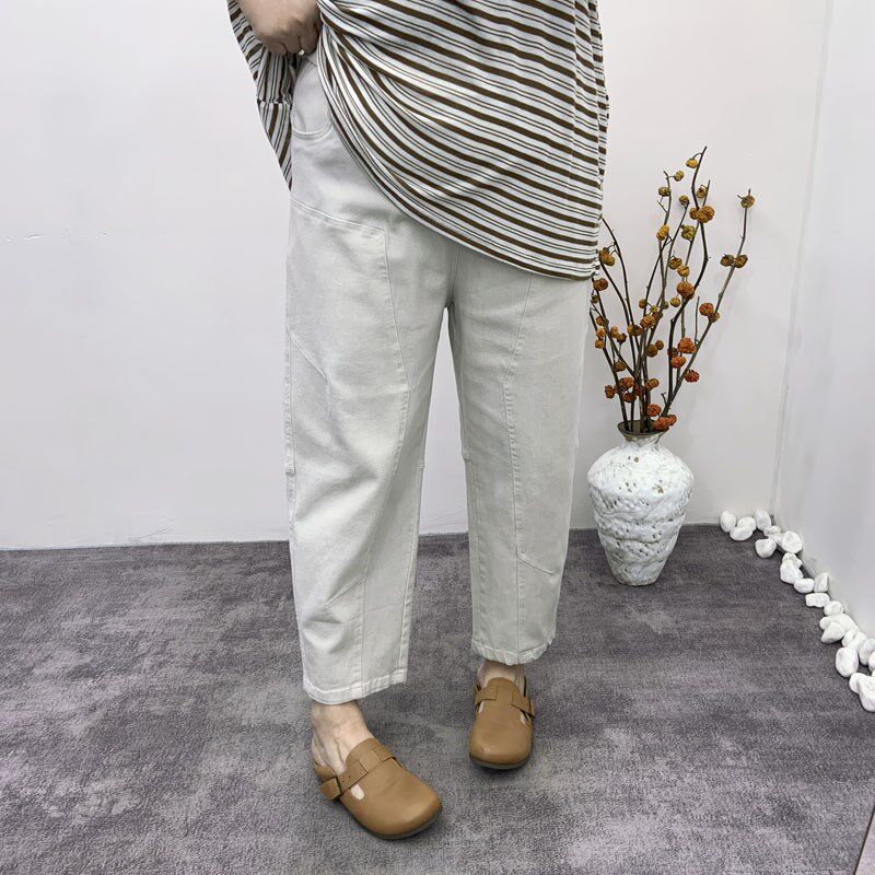 2025春装新品大码200斤胖mm显瘦水洗棉布小直筒文艺休闲裤 长裤女