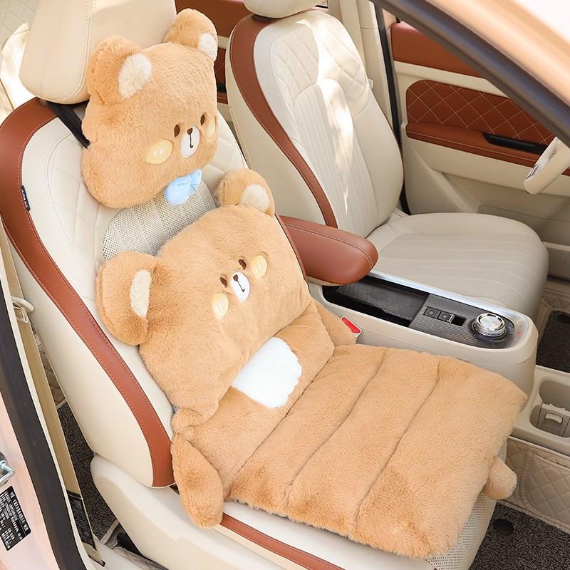汽车坐垫冬季加绒可爱车坐垫毛绒秋冬季座椅加热垫子保暖一体座垫
