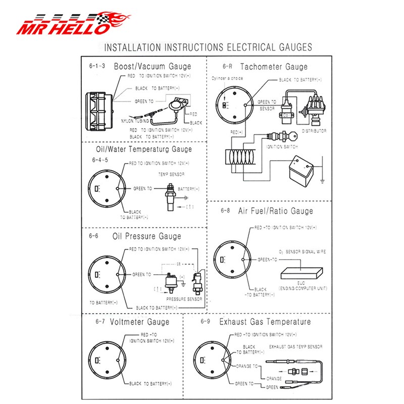 汽车改装仪表 52mm赛车数显表七色可调转速水温油温油压涡轮电压