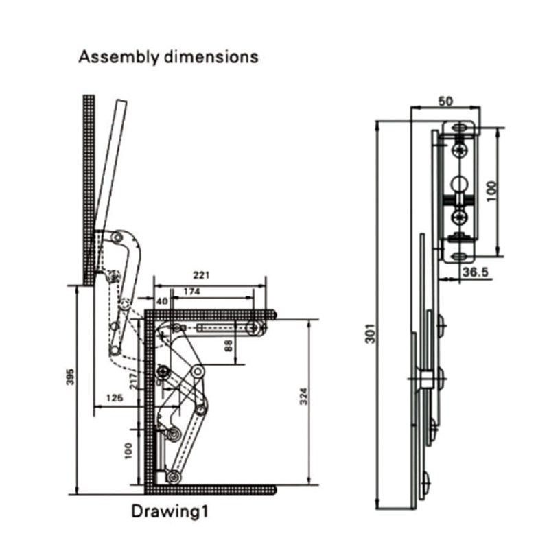 上翻平移门支撑微波炉支架橱柜配件平移门支架柜门支撑