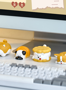 可爱柴犬柯基小狗日系治愈小摆件办公室桌面工位装饰礼品电脑趴趴