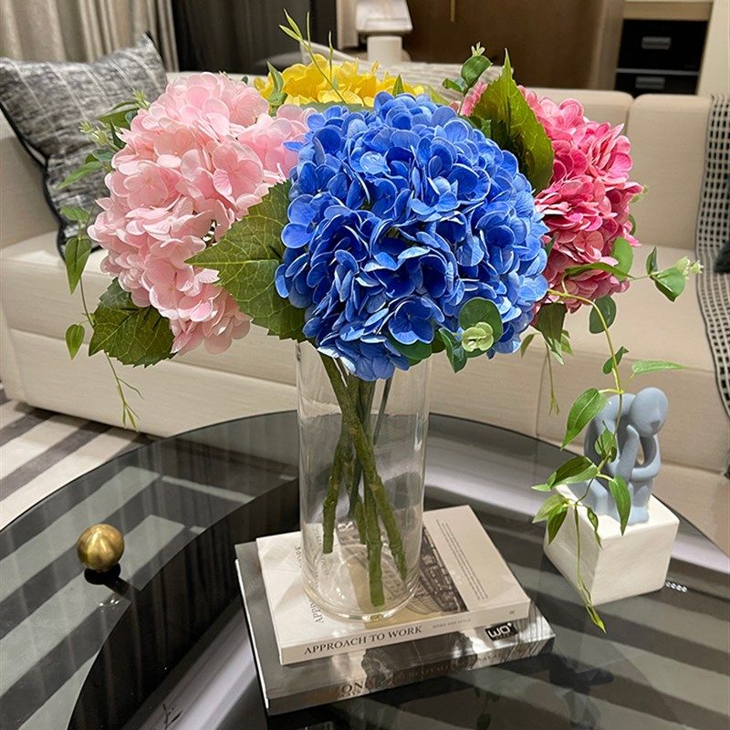 wo+手感保湿仿真绣球高档逼真客厅餐桌假花摆件电视柜装饰手捧花