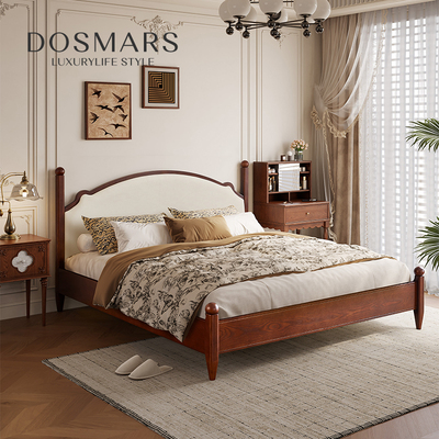 大司马 法式复古床1米85人床经济型家用排骨床架白蜡木全实木床