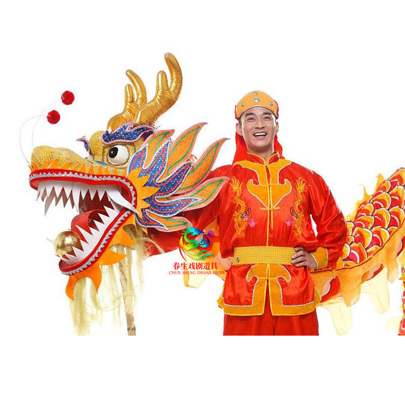 舞龙道具龙头整竞赛9节绸布龙灯优质密度绸缎布舞狮表演