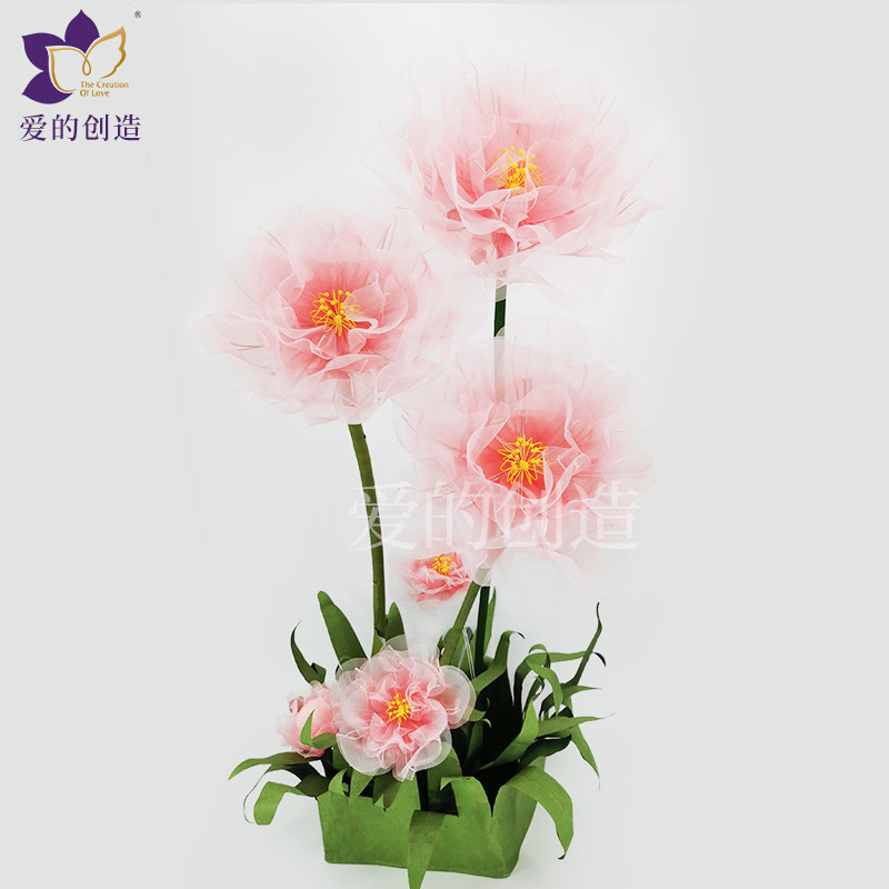 大型手工丝网花婚庆纸花装饰婚礼现场布置成品欧根纱仿真纸艺花
