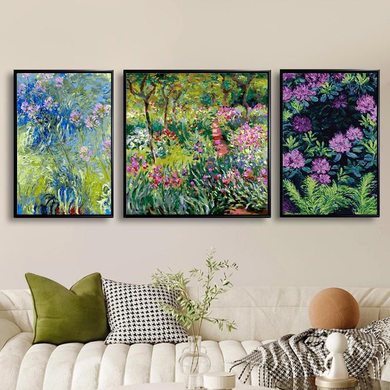 莫奈杜鹃花DIY数字油画手绘填充色工油彩丙烯画高级感百子莲花卉