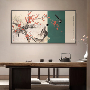 富贵牡丹花挂画 客厅沙发背景墙壁画餐厅卧室床头横幅花鸟装饰画