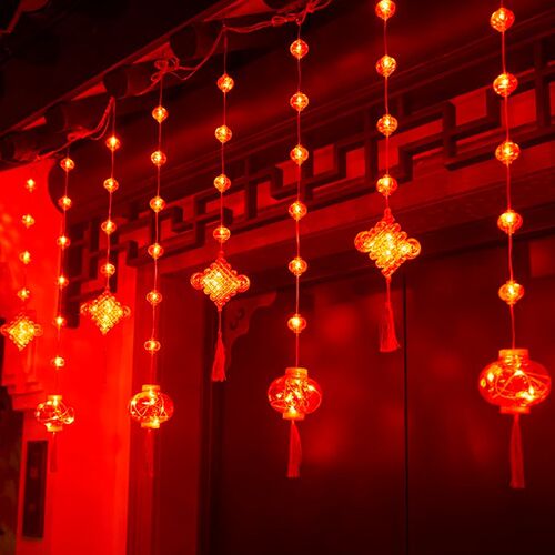 2023新款农村院子led红灯笼窗帘式阳台挂灯庭院装饰新年喜庆灯带