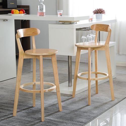 简约家居吧台椅子实木椅餐厅岛台吧椅木酒吧高脚凳咖啡厅中古