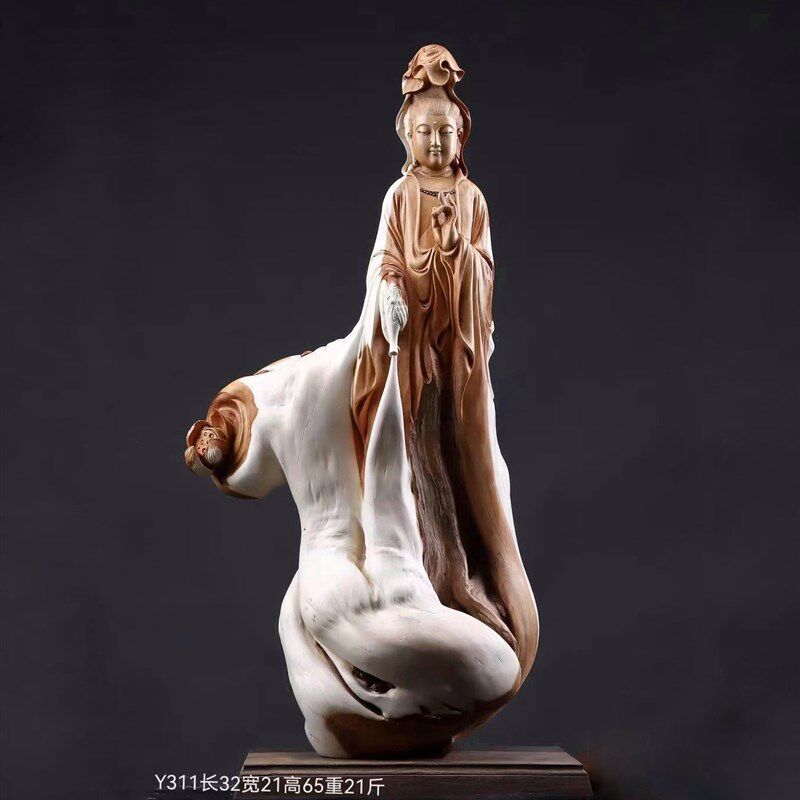 太行崖柏根雕弥勒寿星观音达摩陈化老料笔挂客厅天然随形木雕摆件