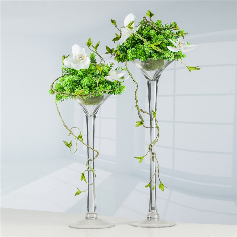 烛台摆件欧式简约高脚玻璃花瓶婚庆桌花摆件庆典路引蜡台饰品