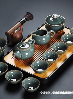 功夫茶具一整套家用品陶瓷盖碗泡茶I壶杯套装茶艺配件托盘全套