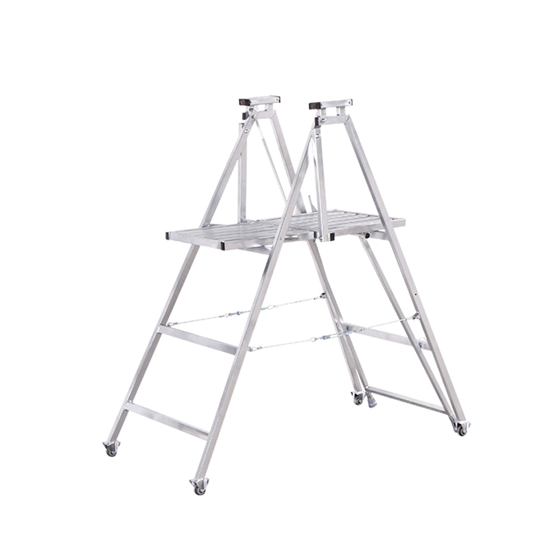 步步稳木工移动走梯装修工程铝梯加厚铝合金人字梯可行走折叠梯子