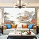 言绣山水独秀刺绣无缝壁布日照江山客厅电视沙发背景墙布中式 红山