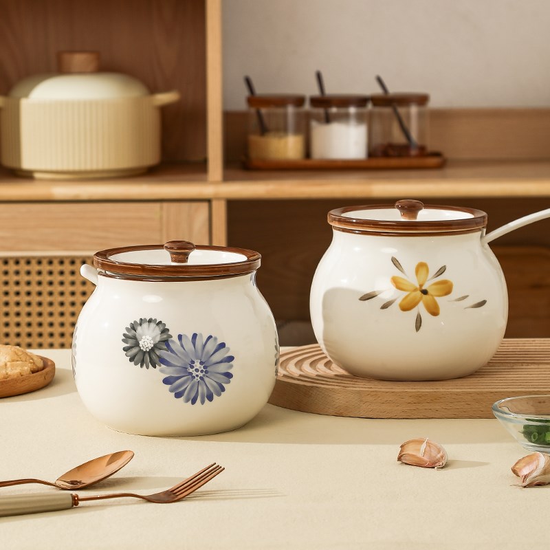 装猪油罐家用食品级耐高温油泼辣子荤油罐辣椒罐陶瓷带盖储油存油