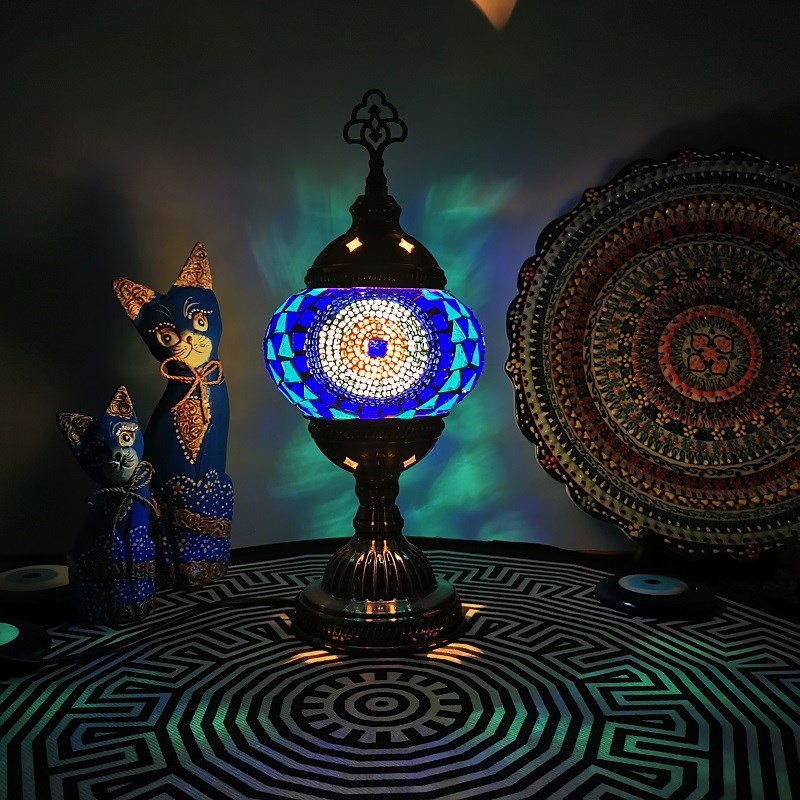 摩洛哥台灯复古民族风卧室客厅书房异域风情土耳其花朵台灯