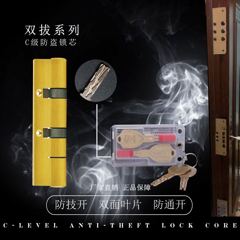 坚甲卫士超C级多轨道叶片家用双拔防盗锁芯步阳龙阳门适配通锁心