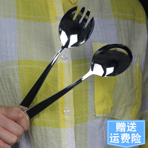分菜公勺叉子一体吃西瓜勺子叉子时尚大号不锈钢勺子大勺意面叉子