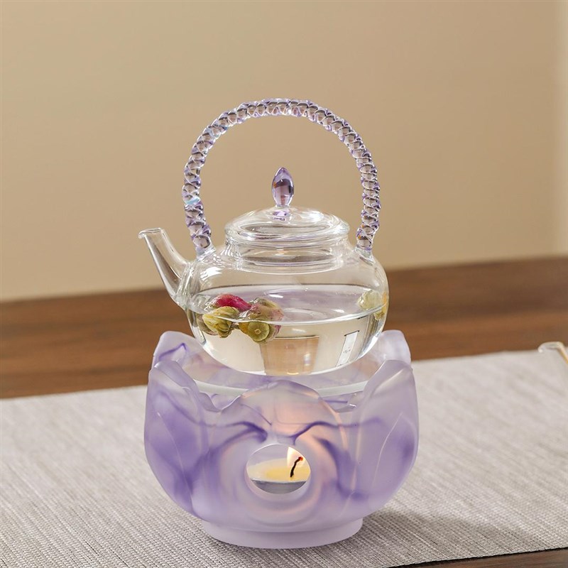 手工家用温茶炉琉璃蜡烛加热保温底座炫彩香插茶桌精致小摆件