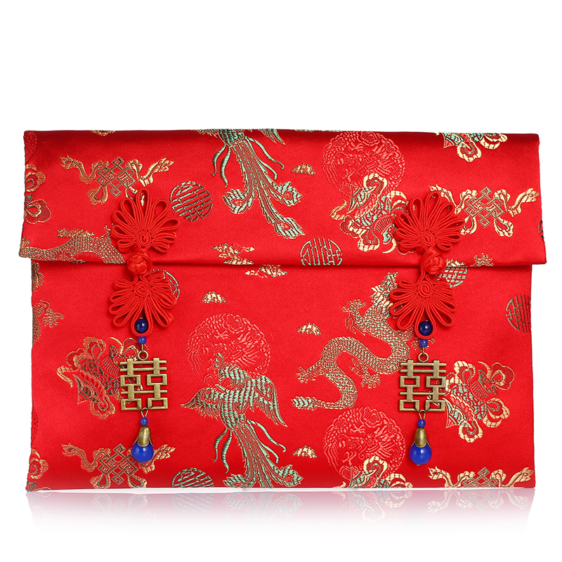 精致红包结婚用的3-万元特大创意个性婚礼布绸缎喜字利是封