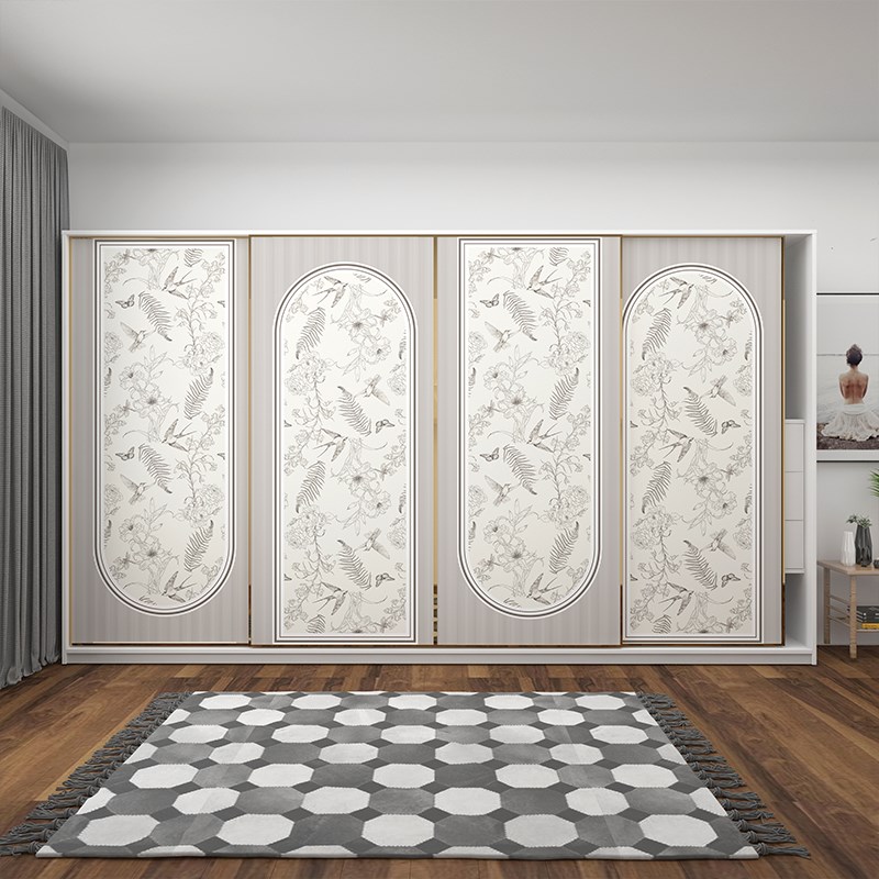 法式大衣柜门贴纸墙纸自粘卧室推拉门贴画移门玻璃门翻新柜子壁纸
