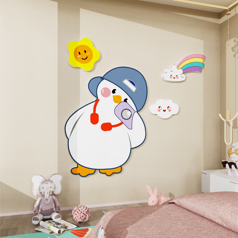 卡通鸭子3d立体墙贴纸画儿童房间布置卧室床头墙面装饰幼儿园环创