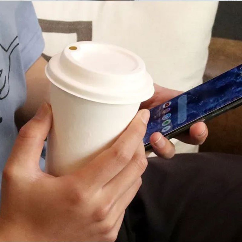 可降解咖啡杯盖一次性甘蔗浆杯盖通用纸浆热饮奶茶豆浆8090中杯盖
