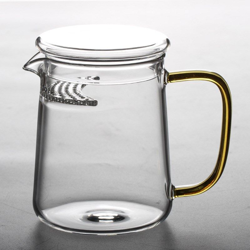 耐热玻璃月牙公道杯 一体月牙片过滤公杯 茶水分离带过滤泡茶杯