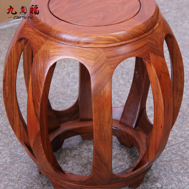 红木鼓凳仿古中式实木鼓凳花梨鼓凳酸枝木坐墩古筝凳客厅茶几矮凳