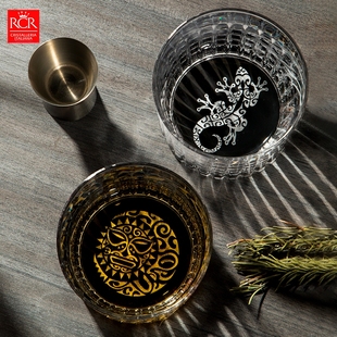 意大利RCR水晶玻璃杯威士忌酒杯套装 家用创意杯图腾洋酒杯子礼盒