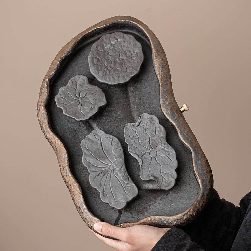 厂家式荷叶茶家用客厅小23JS0427型水陶瓷茶几干泡盘台储排水式泡