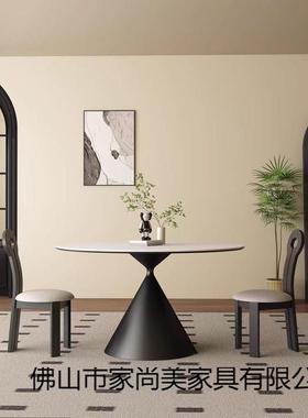 岩板圆形餐桌家居代简组约圆现桌户型家用饭桌椅合PDG公小寓民宿
