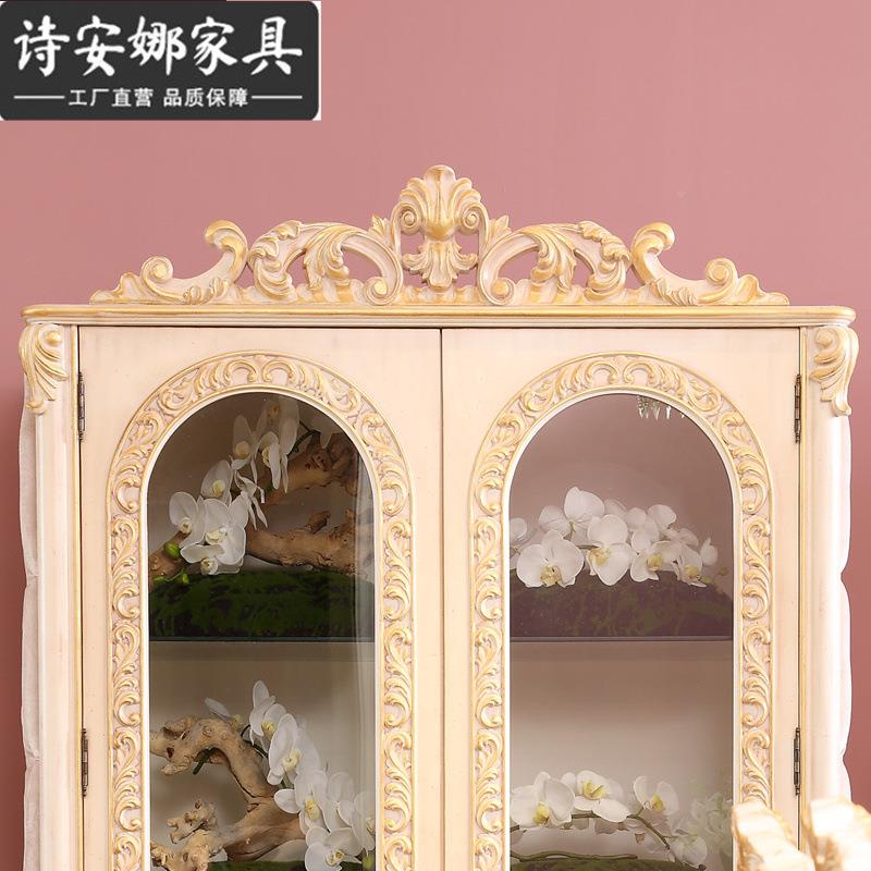 欧式家餐厅具实木雕花酒柜奢华别TVQ墅双门玻璃展示柜