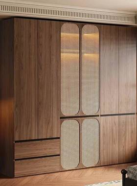 衣法式中风实木柜家用卧室新款胡桃XMK色古成挂品柜子藤编复古多