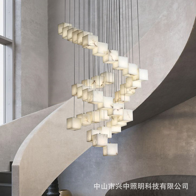 现代简约旋转中空楼梯长吊灯