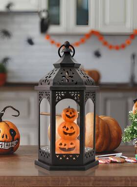 跨境新款仿D真南瓜万节圣LE风灯鬼节宝塔台创意风OXR灯布置品烛摆