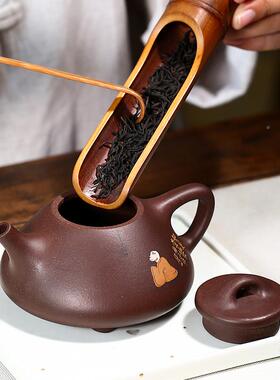 宜兴原矿紫泥知ZD-H1365足人常乐砂石瓢紫壶纯手工名家绘物茶彩壶